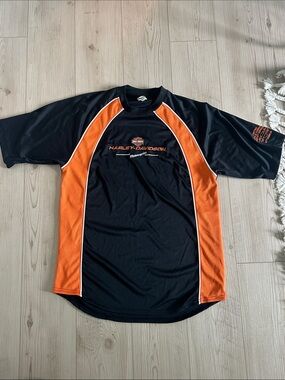 Harley-Davidson Black and Orange Raglan Performance Shirt - Lentner Ottumwa, IA